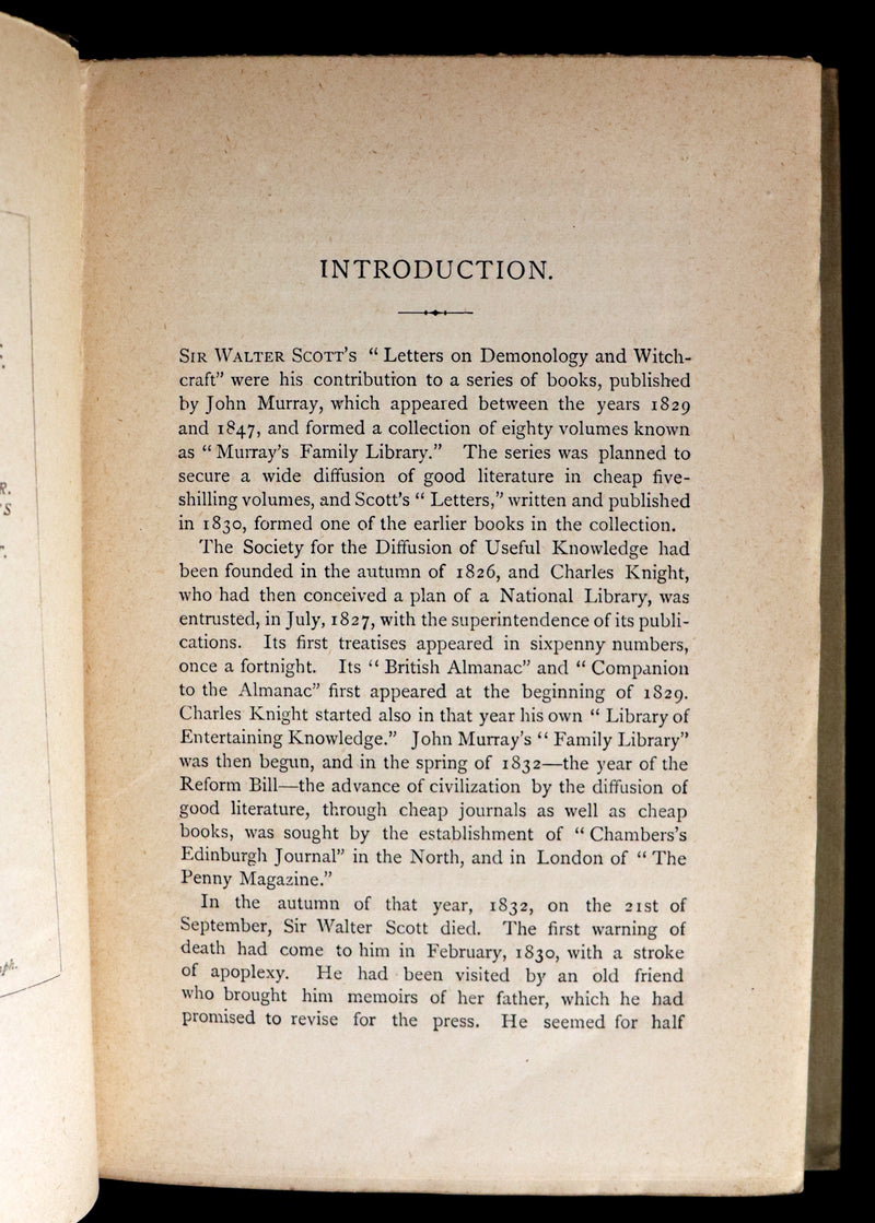 1885 Rare Edition  - Demonology and Witchcraft - WITCHES & FAIRIES by Sir Walter Scott.