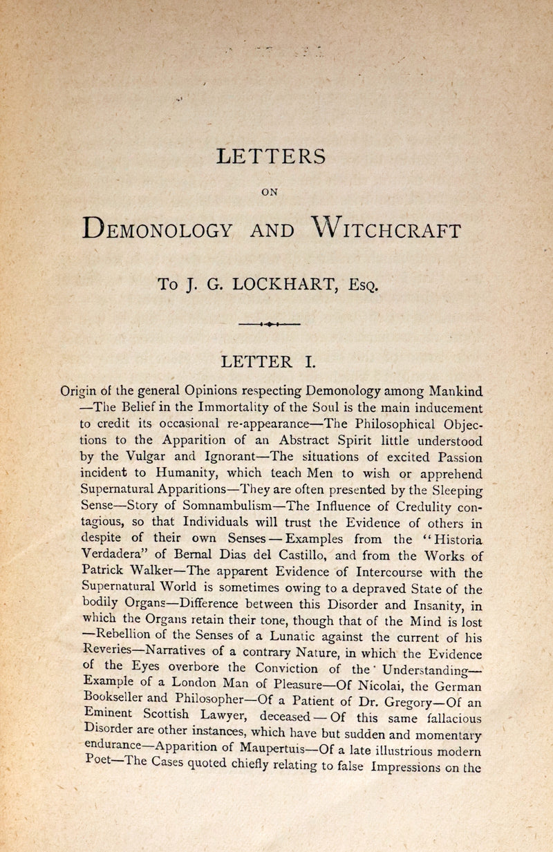 1885 Rare Edition  - Demonology and Witchcraft - WITCHES & FAIRIES by Sir Walter Scott.