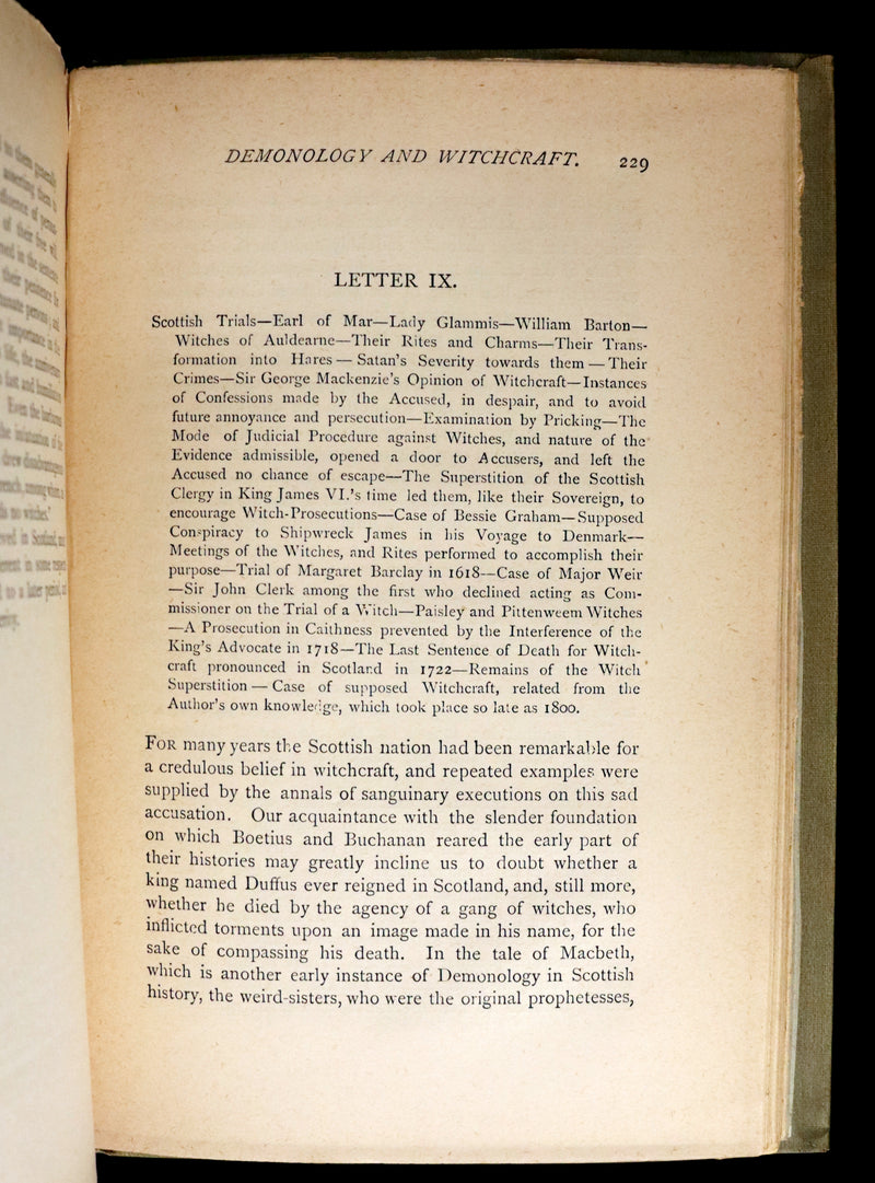 1885 Rare Edition  - Demonology and Witchcraft - WITCHES & FAIRIES by Sir Walter Scott.