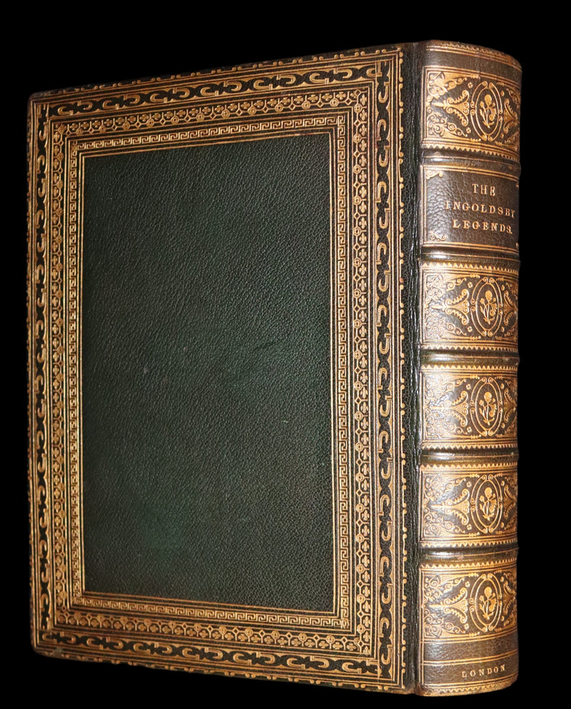 1874 Beautiful Morocco Binding - INGOLDSBY LEGENDS Illustrated by Cruikshank, Leech and Tenniel.