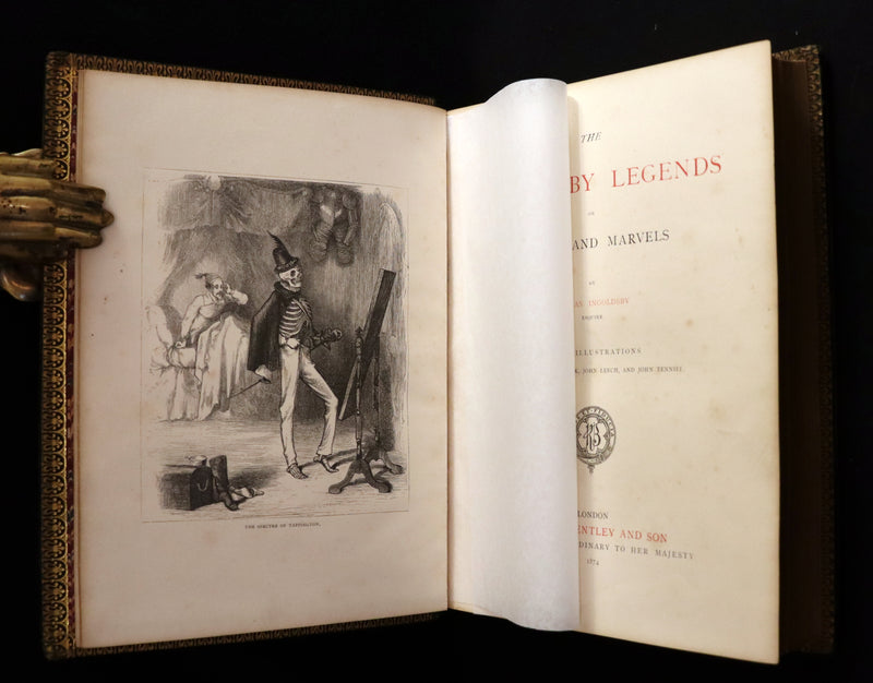 1874 Beautiful Morocco Binding - INGOLDSBY LEGENDS Illustrated by Cruikshank, Leech and Tenniel.