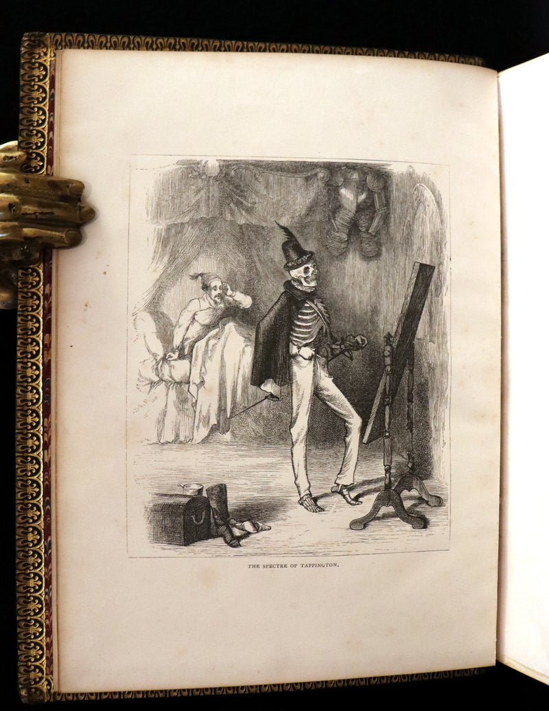 1874 Beautiful Morocco Binding - INGOLDSBY LEGENDS Illustrated by Cruikshank, Leech and Tenniel.