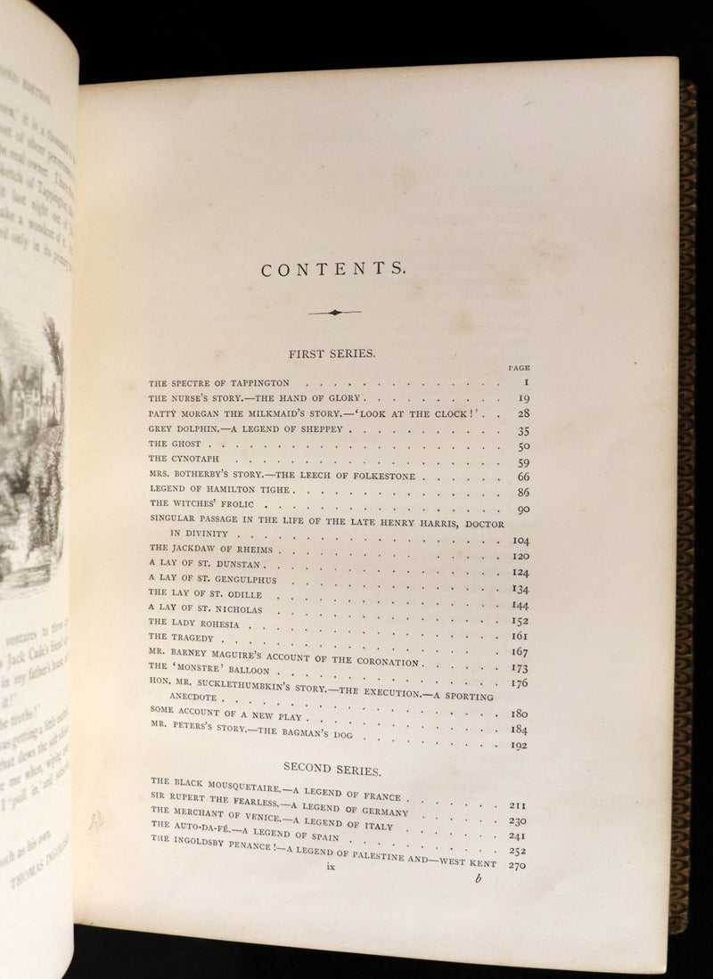1874 Beautiful Morocco Binding - INGOLDSBY LEGENDS Illustrated by Cruikshank, Leech and Tenniel.