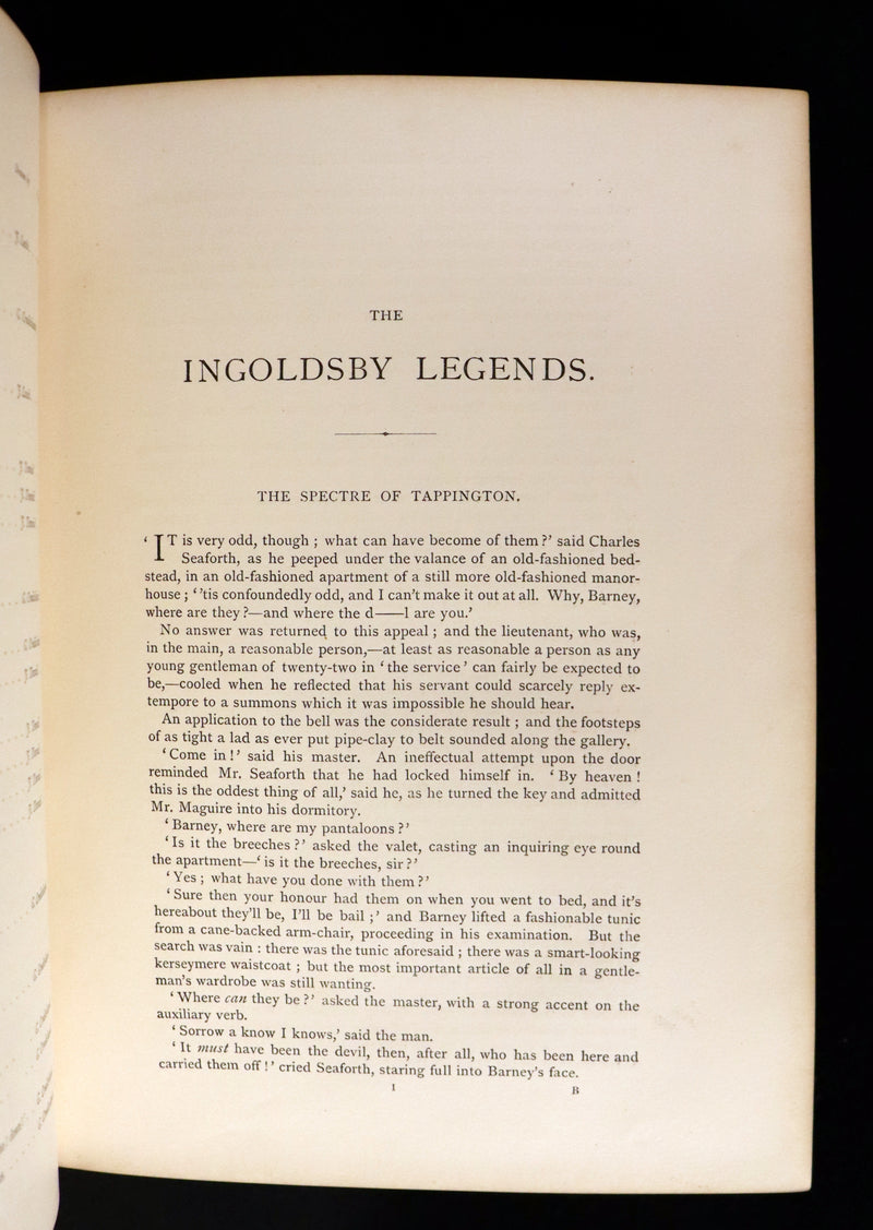 1874 Beautiful Morocco Binding - INGOLDSBY LEGENDS Illustrated by Cruikshank, Leech and Tenniel.