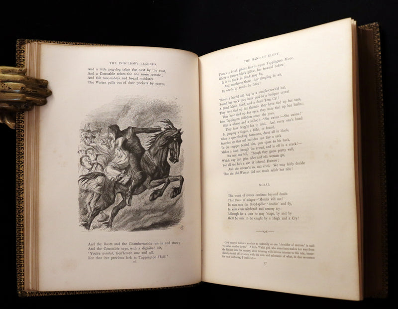1874 Beautiful Morocco Binding - INGOLDSBY LEGENDS Illustrated by Cruikshank, Leech and Tenniel.