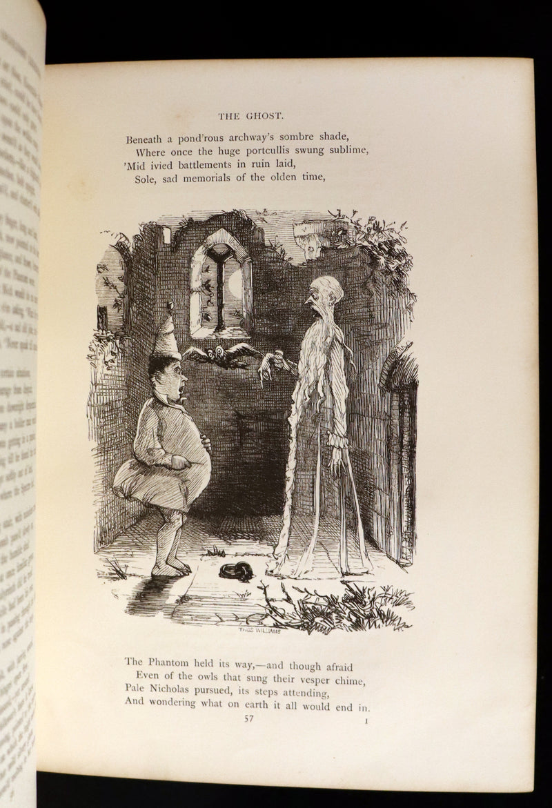 1874 Beautiful Morocco Binding - INGOLDSBY LEGENDS Illustrated by Cruikshank, Leech and Tenniel.