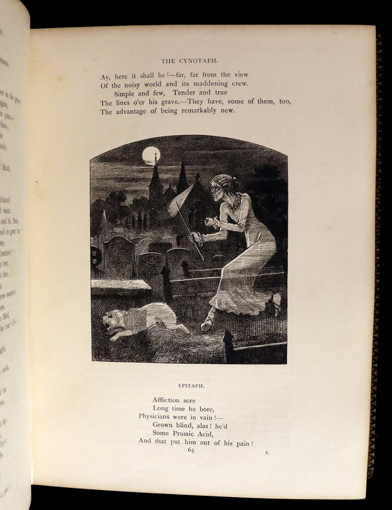 1874 Beautiful Morocco Binding - INGOLDSBY LEGENDS Illustrated by Cruikshank, Leech and Tenniel.