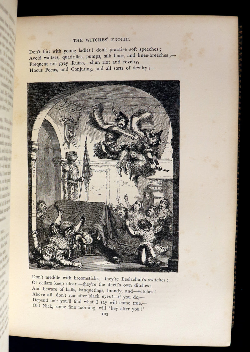 1874 Beautiful Morocco Binding - INGOLDSBY LEGENDS Illustrated by Cruikshank, Leech and Tenniel.