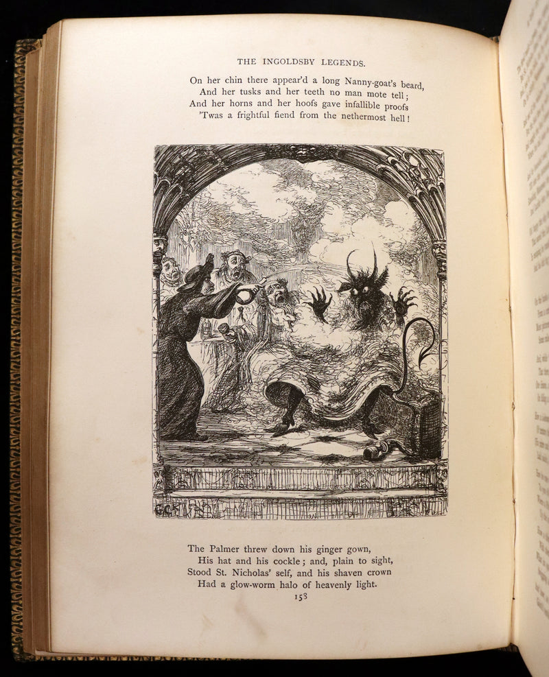 1874 Beautiful Morocco Binding - INGOLDSBY LEGENDS Illustrated by Cruikshank, Leech and Tenniel.