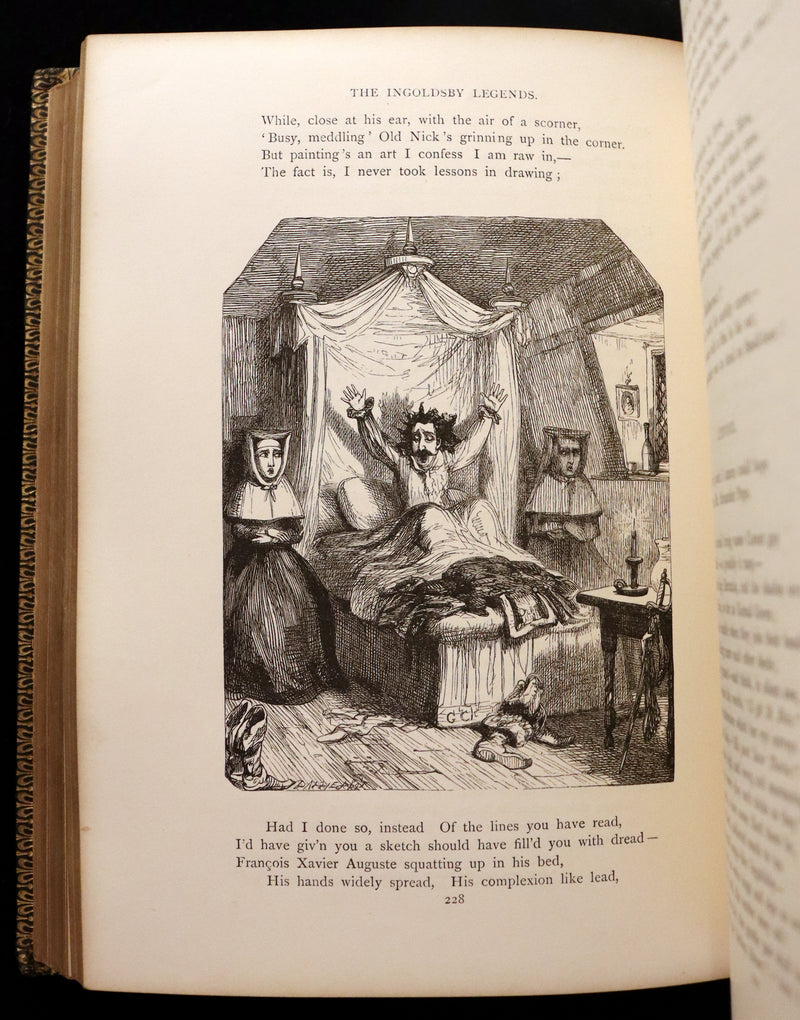 1874 Beautiful Morocco Binding - INGOLDSBY LEGENDS Illustrated by Cruikshank, Leech and Tenniel.