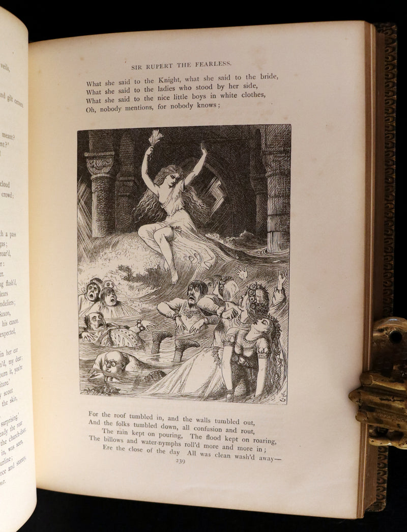 1874 Beautiful Morocco Binding - INGOLDSBY LEGENDS Illustrated by Cruikshank, Leech and Tenniel.