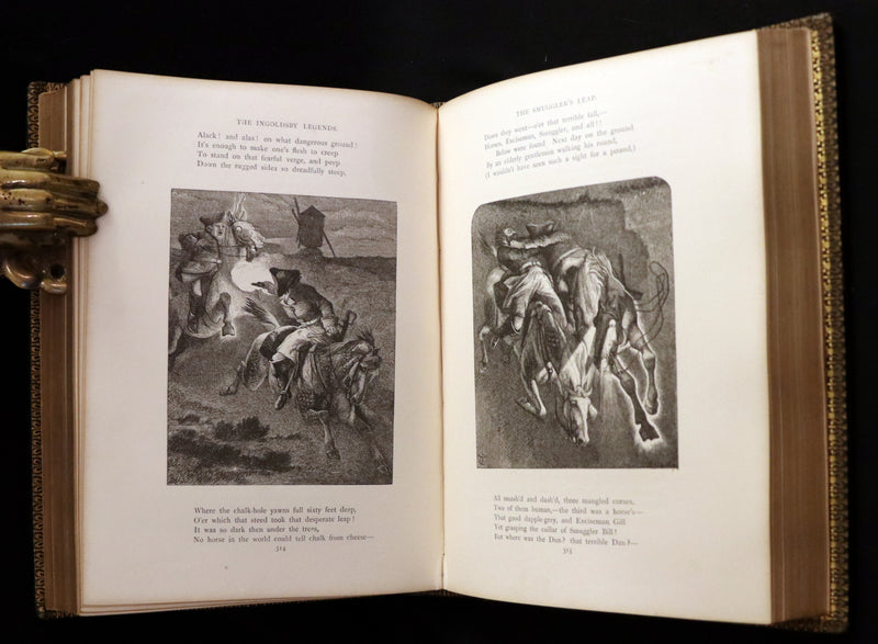 1874 Beautiful Morocco Binding - INGOLDSBY LEGENDS Illustrated by Cruikshank, Leech and Tenniel.