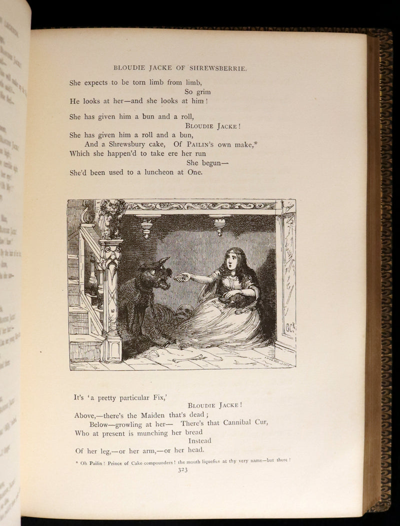 1874 Beautiful Morocco Binding - INGOLDSBY LEGENDS Illustrated by Cruikshank, Leech and Tenniel.