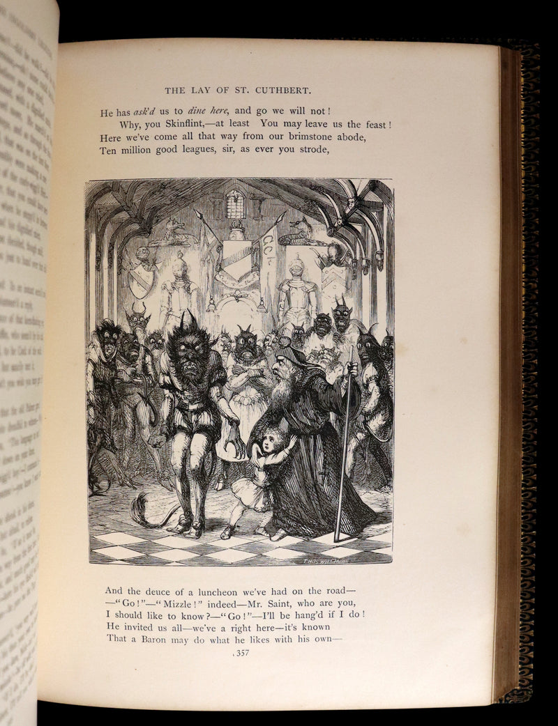 1874 Beautiful Morocco Binding - INGOLDSBY LEGENDS Illustrated by Cruikshank, Leech and Tenniel.