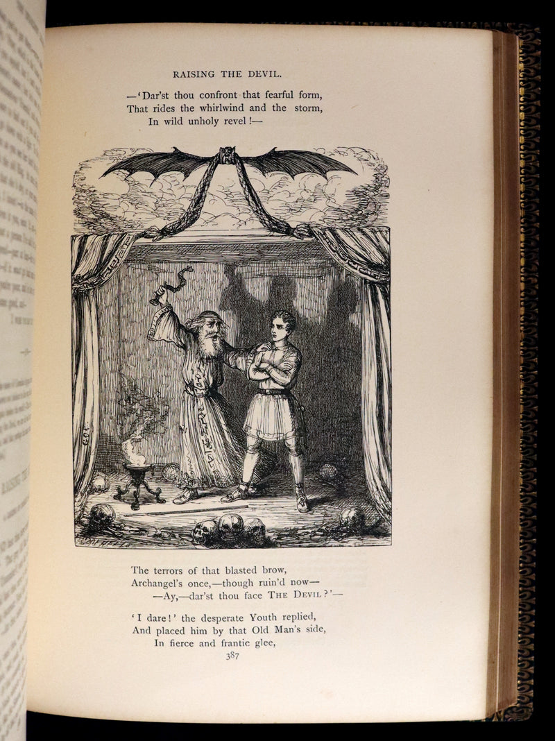 1874 Beautiful Morocco Binding - INGOLDSBY LEGENDS Illustrated by Cruikshank, Leech and Tenniel.