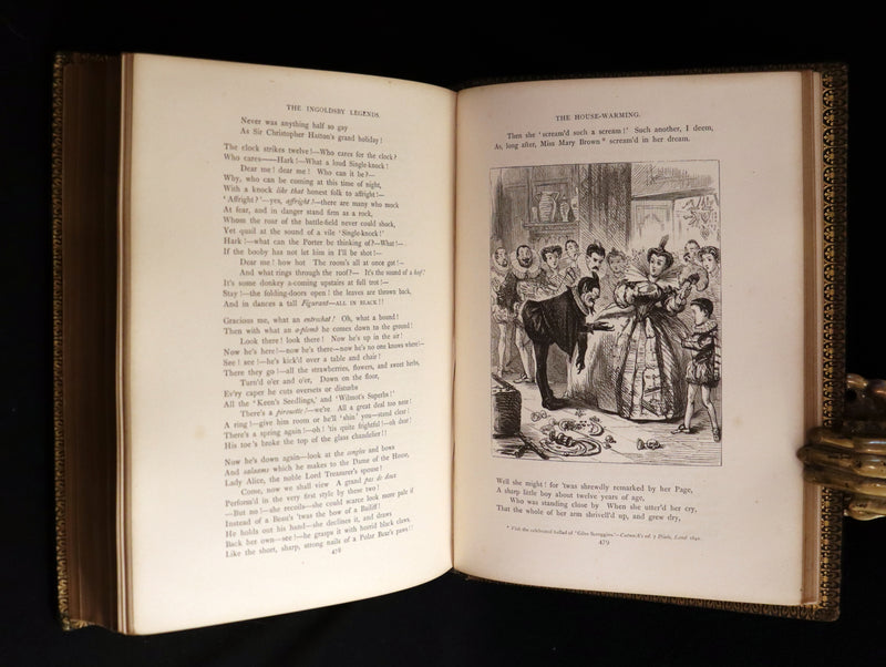 1874 Beautiful Morocco Binding - INGOLDSBY LEGENDS Illustrated by Cruikshank, Leech and Tenniel.