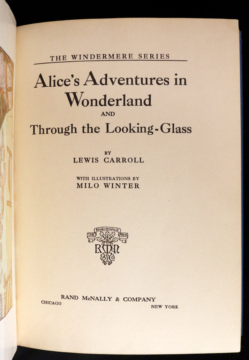 1916 Scarce Windermere Edition - Alice's Adventures in Wonderland & Through the Looking-Glass illustrated by Milo Winter.