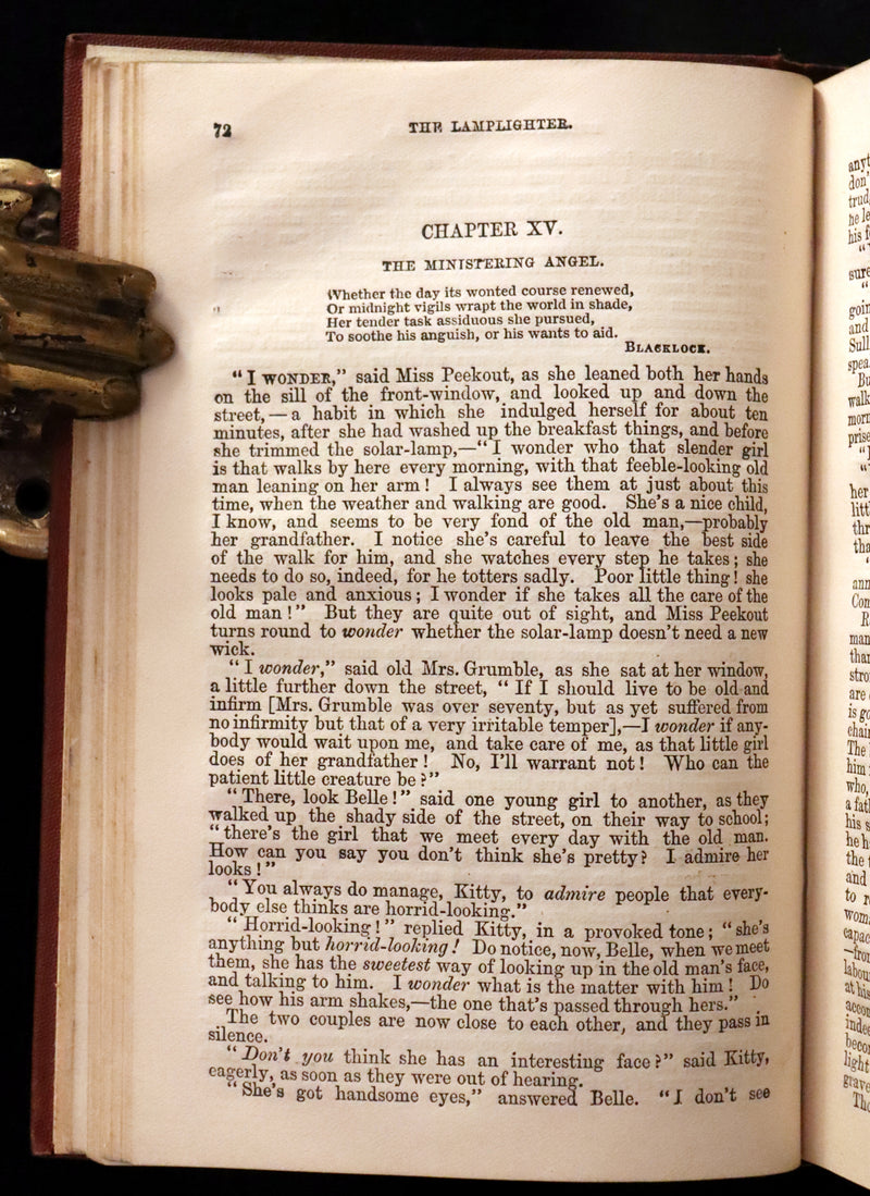 1875 Rare Victorian Book - The LAMPLIGHTER by Maria Susanna Cummins.