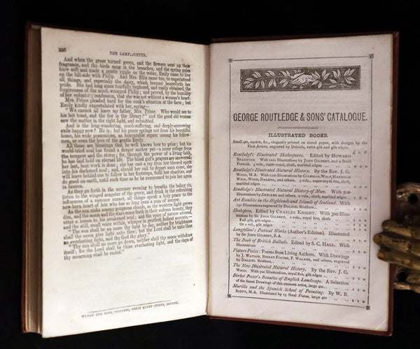 1875 Rare Victorian Book - The LAMPLIGHTER by Maria Susanna Cummins.