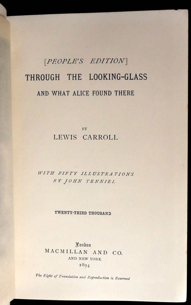 1894 Rare Victorian Book - Through the Looking Glass, and What Alice Found There by Lewis Carroll.