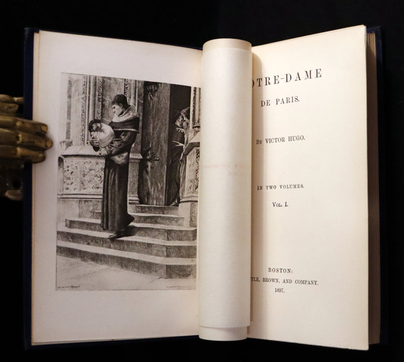 1897 Rare Victorian Book set - The Hunchback of Notre-Dame by Victor Hugo. Gothic.
