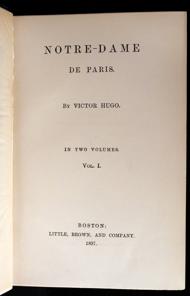 1897 Rare Victorian Book set - The Hunchback of Notre-Dame by Victor Hugo. Gothic.