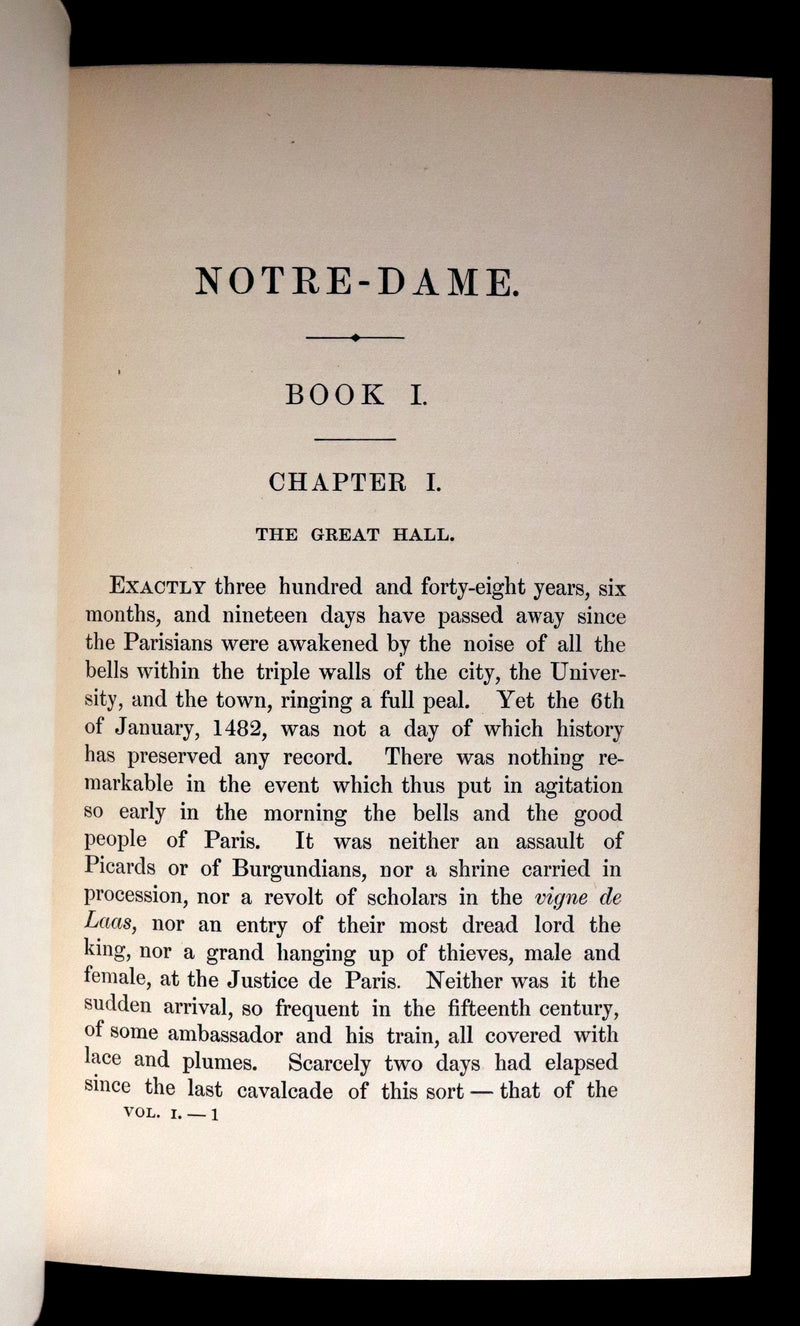 1897 Rare Victorian Book set - The Hunchback of Notre-Dame by Victor Hugo. Gothic.