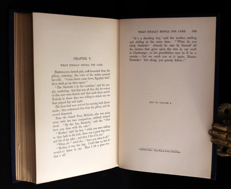 1897 Rare Victorian Book set - The Hunchback of Notre-Dame by Victor Hugo. Gothic.