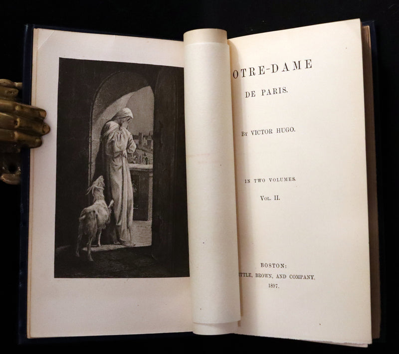 1897 Rare Victorian Book set - The Hunchback of Notre-Dame by Victor Hugo. Gothic.