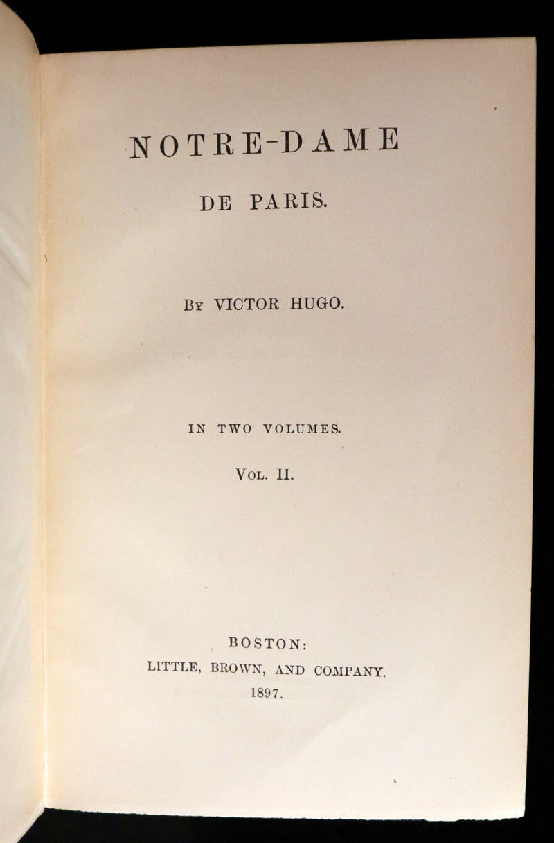 1897 Rare Victorian Book set - The Hunchback of Notre-Dame by Victor Hugo. Gothic.