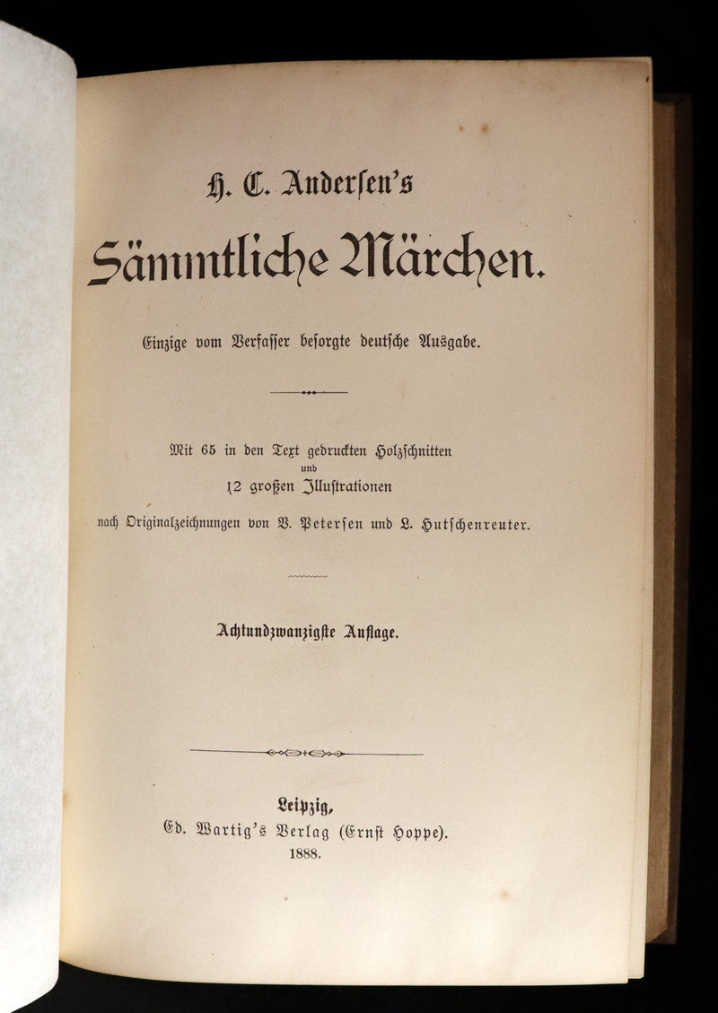 1888 Rare German Book - Hans Christian Andersen - Sammtliche Marchen - Complete FAIRY TALES. Illustrated.