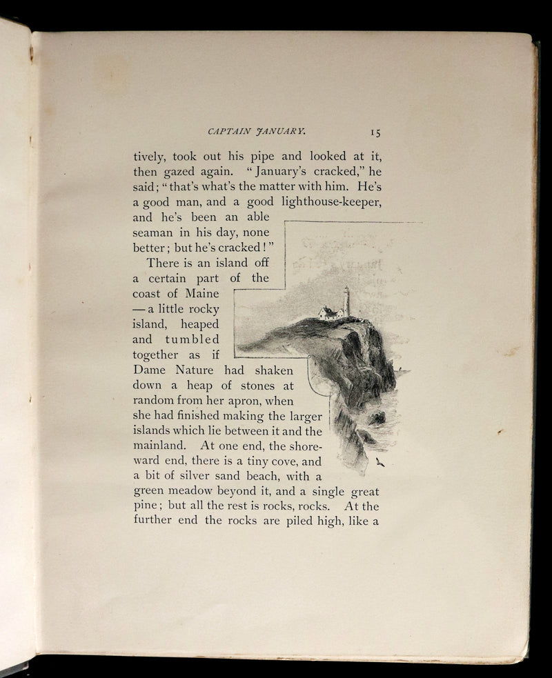 1893 Rare Victorian Book - CAPTAIN JANUARY, Lighthouse Keeper and His Little Girl by Laura E. Richards. Illustrated.