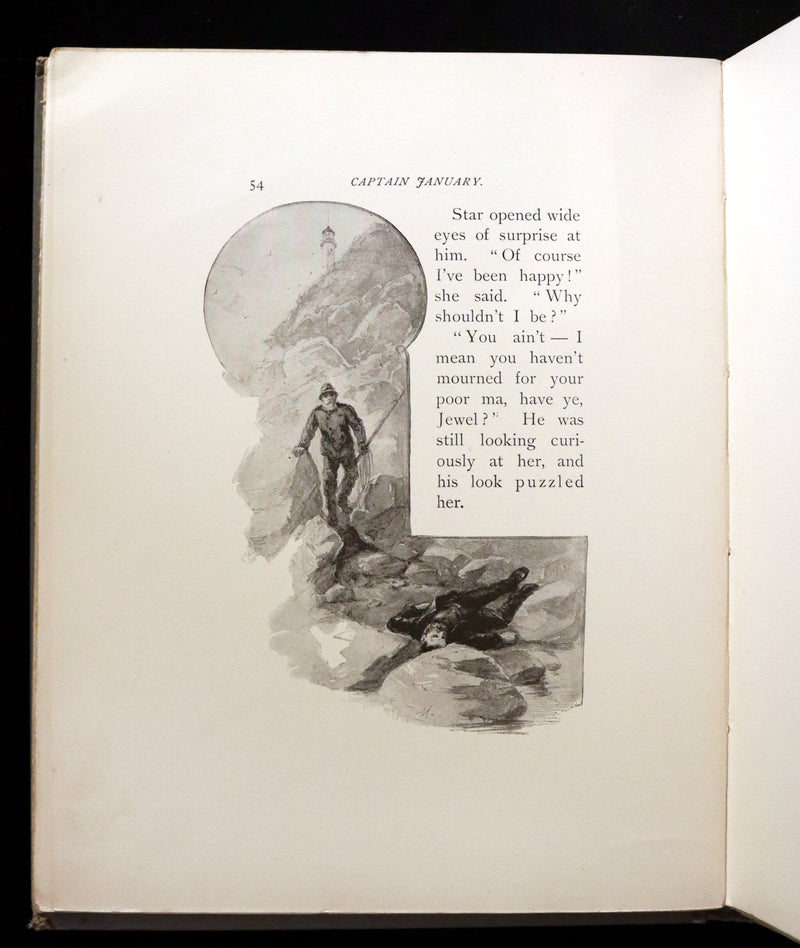 1893 Rare Victorian Book - CAPTAIN JANUARY, Lighthouse Keeper and His Little Girl by Laura E. Richards. Illustrated.