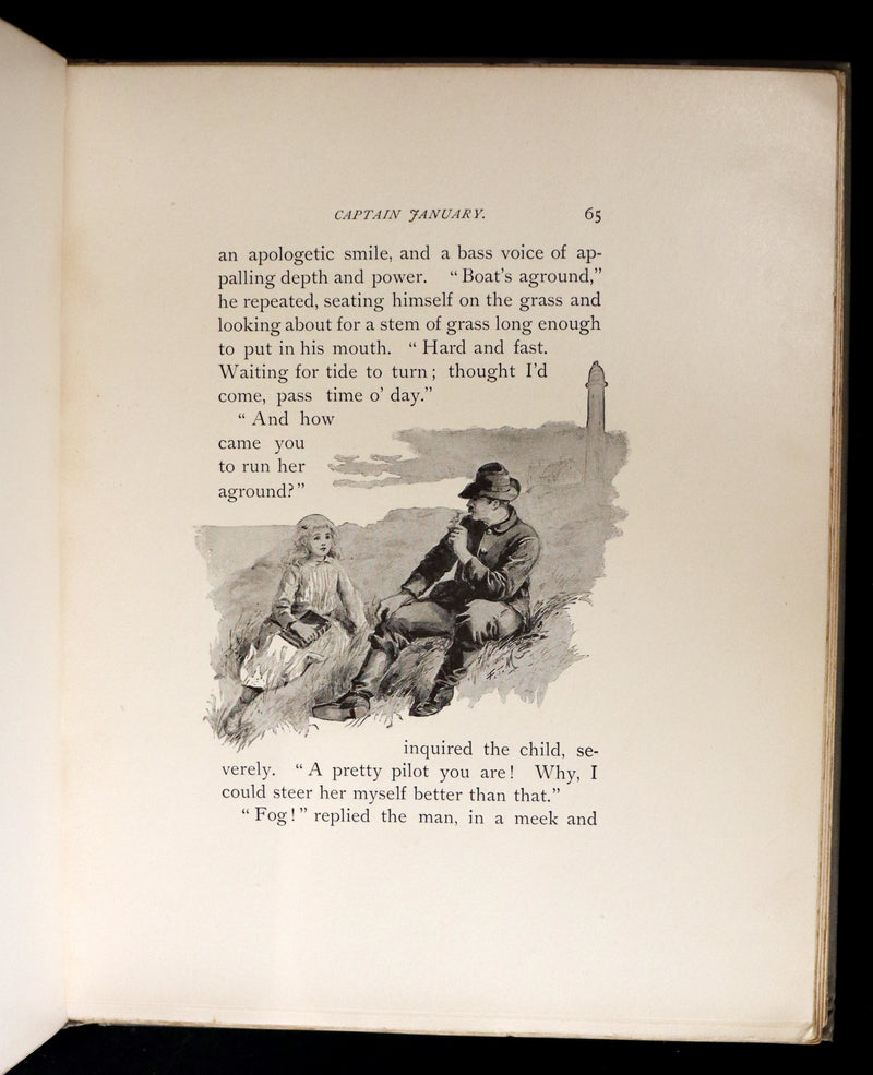 1893 Rare Victorian Book - CAPTAIN JANUARY, Lighthouse Keeper and His Little Girl by Laura E. Richards. Illustrated.