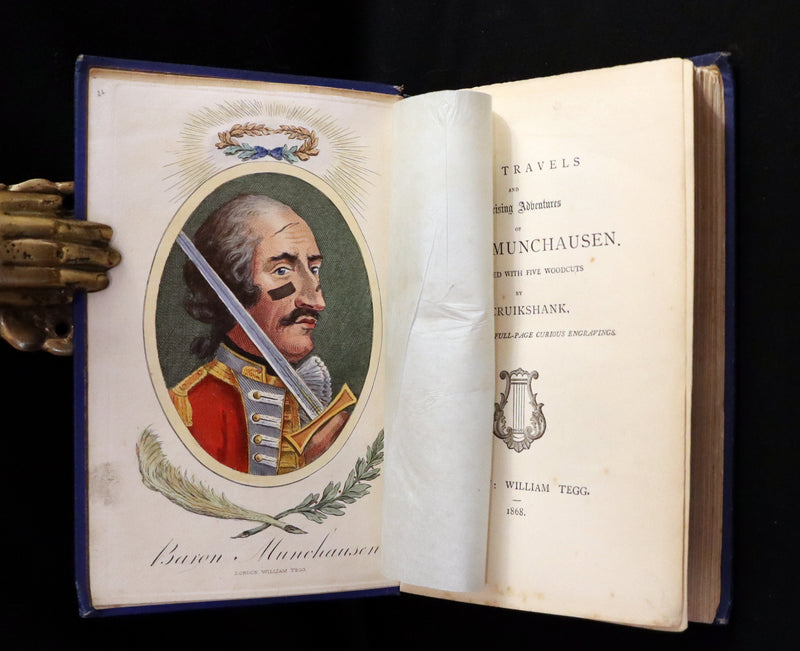 1868 Rare Book - The Travels and Surprising Adventures of Baron MUNCHAUSEN. Illustrated by Cruikshank.