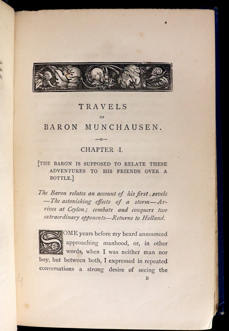 1868 Rare Book - The Travels and Surprising Adventures of Baron MUNCHAUSEN. Illustrated by Cruikshank.