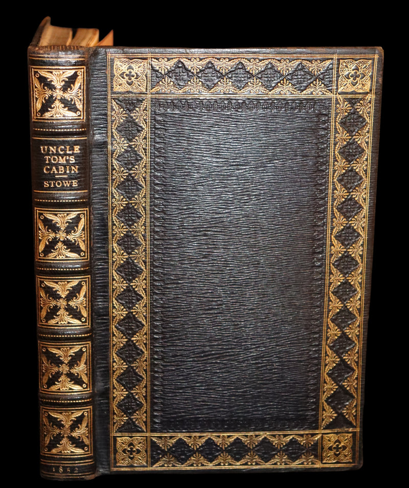 1852 Rare Early Edition in Morocco binding ~ Uncle Tom's Cabin by Harriet Beecher Stowe. Illustrated.