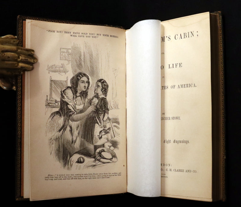 1852 Rare Early Edition in Morocco binding ~ Uncle Tom's Cabin by Harriet Beecher Stowe. Illustrated.