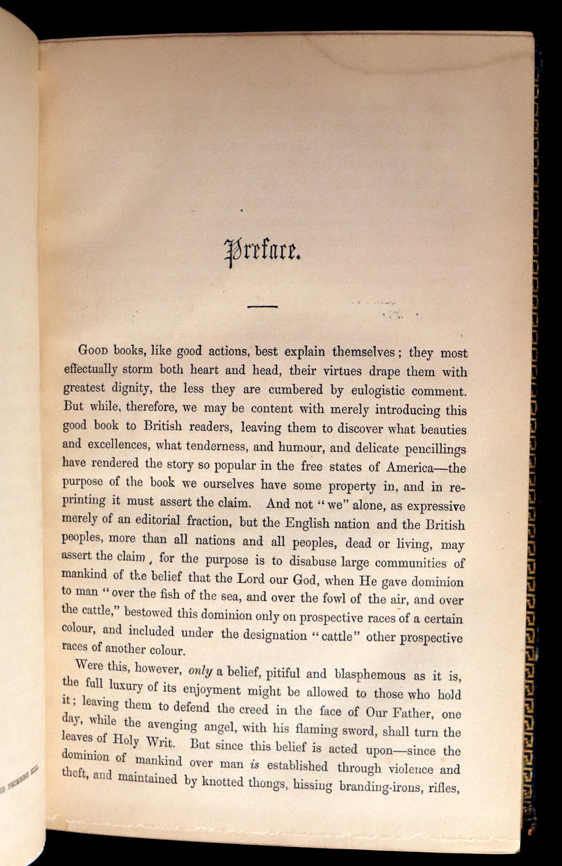 1852 Rare Early Edition in Morocco binding ~ Uncle Tom's Cabin by Harriet Beecher Stowe. Illustrated.