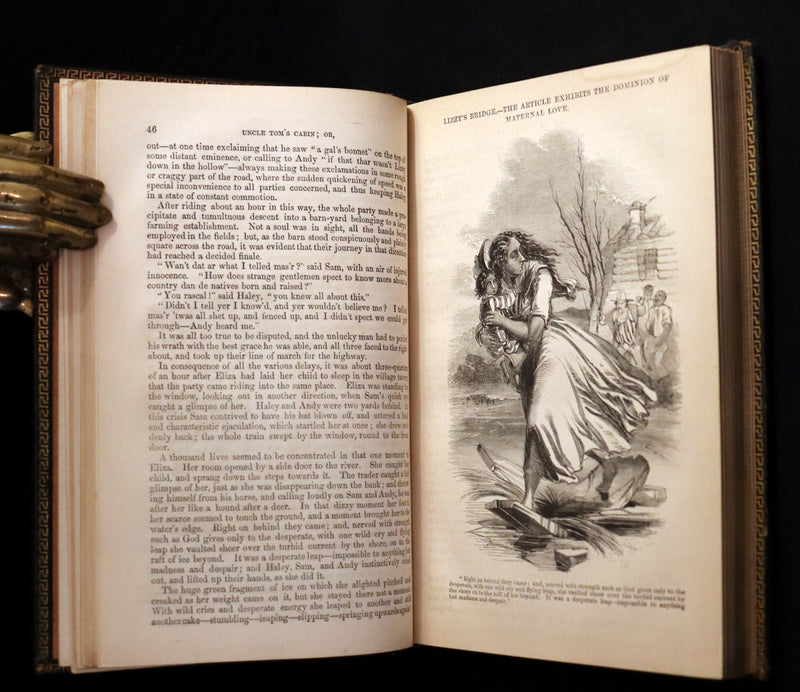 1852 Rare Early Edition in Morocco binding ~ Uncle Tom's Cabin by Harriet Beecher Stowe. Illustrated.