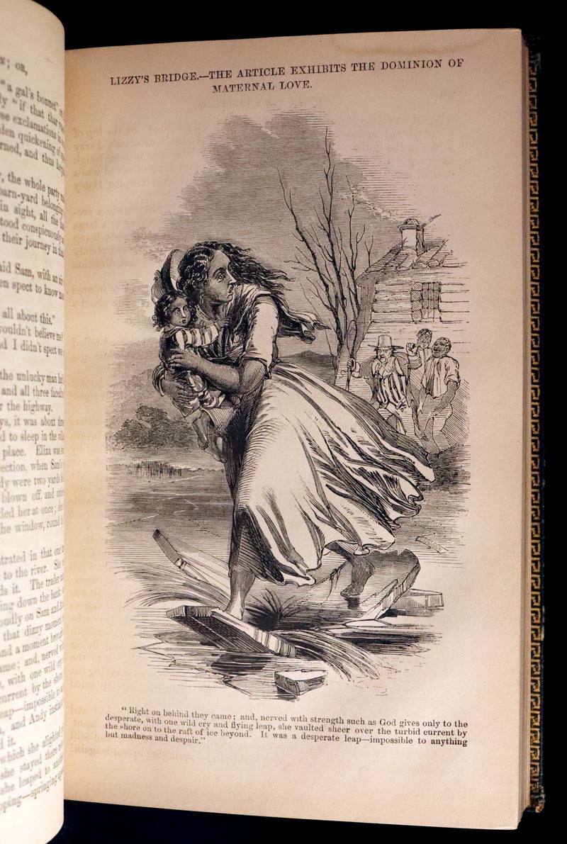 1852 Rare Early Edition in Morocco binding ~ Uncle Tom's Cabin by Harriet Beecher Stowe. Illustrated.