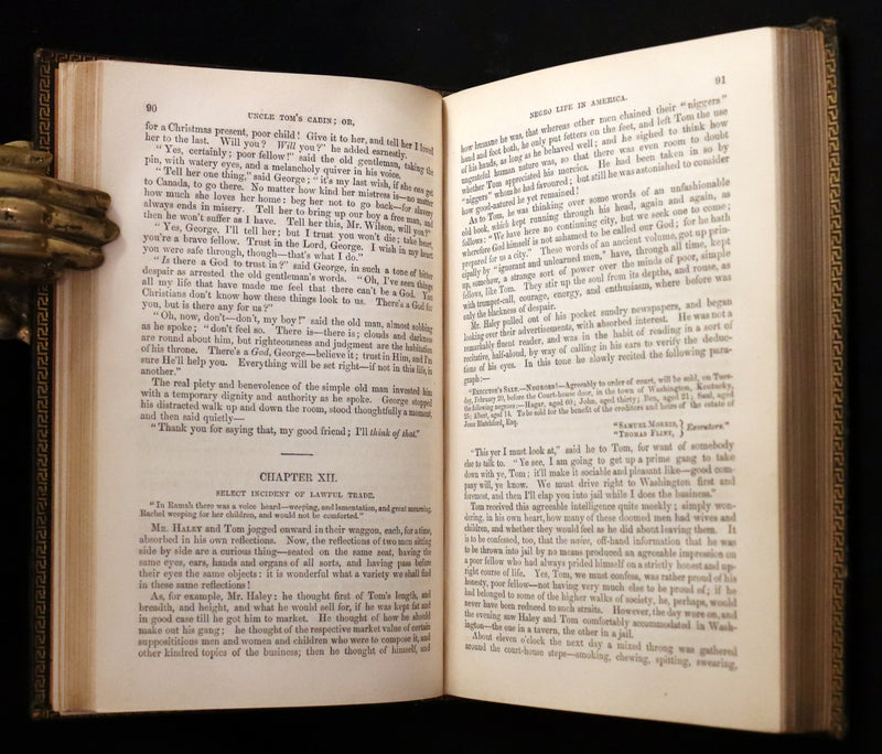 1852 Rare Early Edition in Morocco binding ~ Uncle Tom's Cabin by Harriet Beecher Stowe. Illustrated.