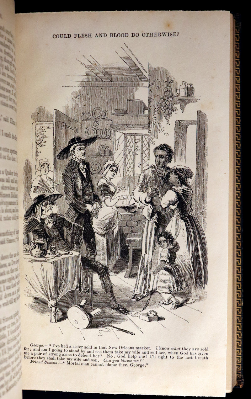 1852 Rare Early Edition in Morocco binding ~ Uncle Tom's Cabin by Harriet Beecher Stowe. Illustrated.