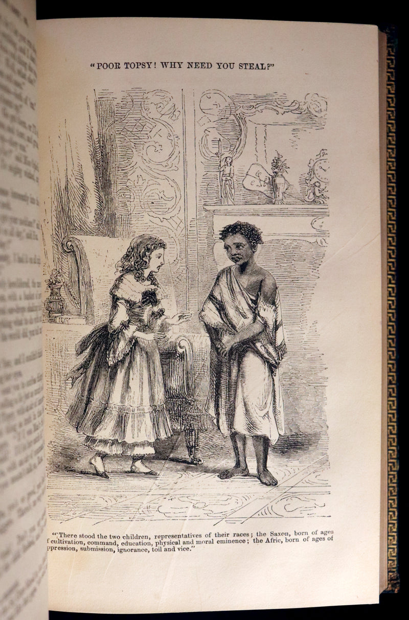 1852 Rare Early Edition in Morocco binding ~ Uncle Tom's Cabin by Harriet Beecher Stowe. Illustrated.