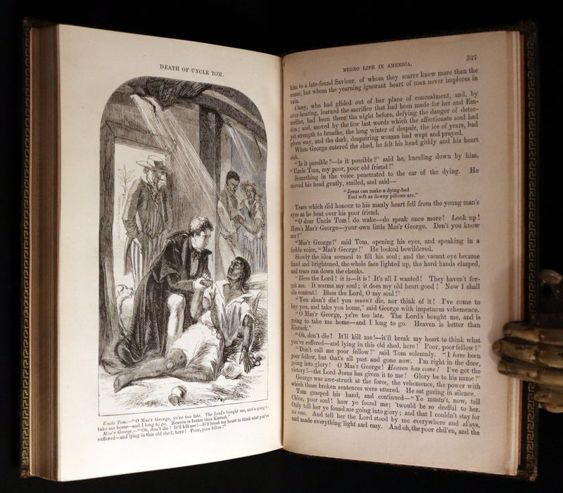 1852 Rare Early Edition in Morocco binding ~ Uncle Tom's Cabin by Harriet Beecher Stowe. Illustrated.