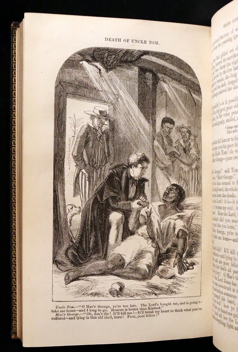 1852 Rare Early Edition in Morocco binding ~ Uncle Tom's Cabin by Harriet Beecher Stowe. Illustrated.