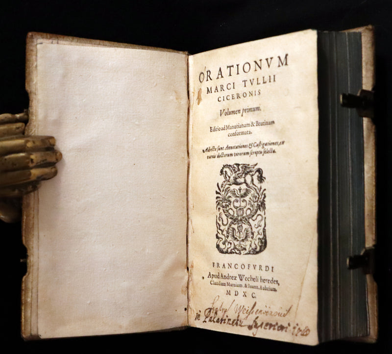 1590 Scarce Latin vellum Book - Cicero Orations / Speeches - Orationum Marci Tullii Ciceronis.