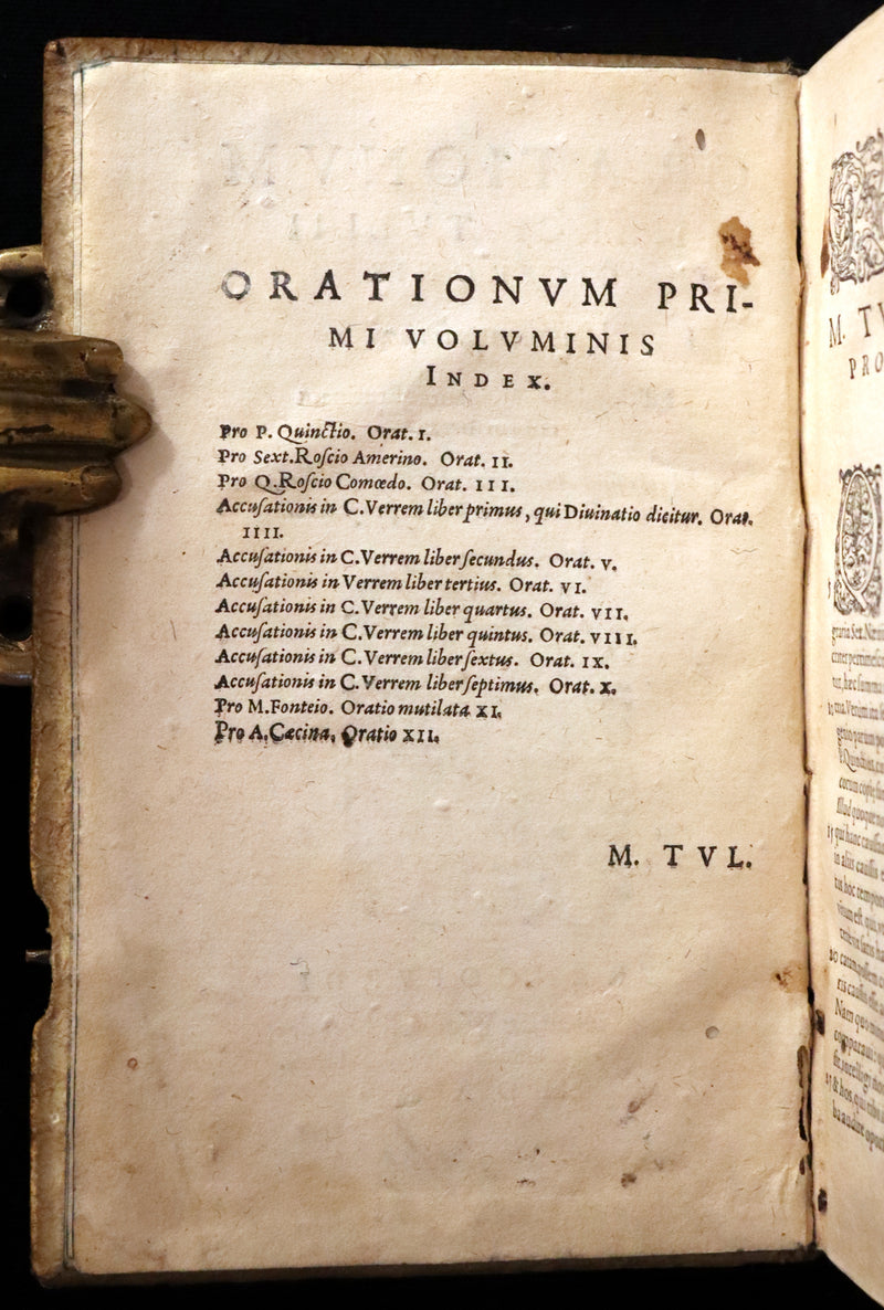 1590 Scarce Latin vellum Book - Cicero Orations / Speeches - Orationum Marci Tullii Ciceronis.