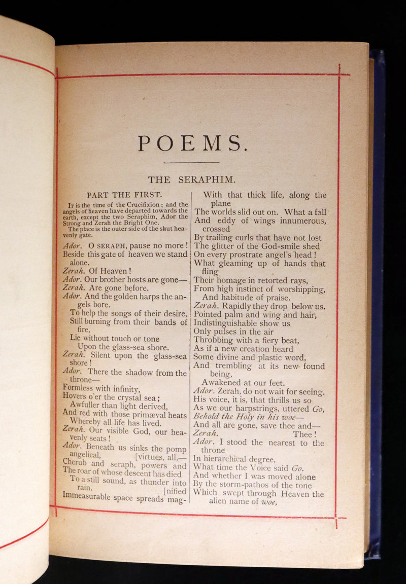 1883 Rare and beautiful Victorian Book - The Poetical Works of Elizabeth Barrett Browning.
