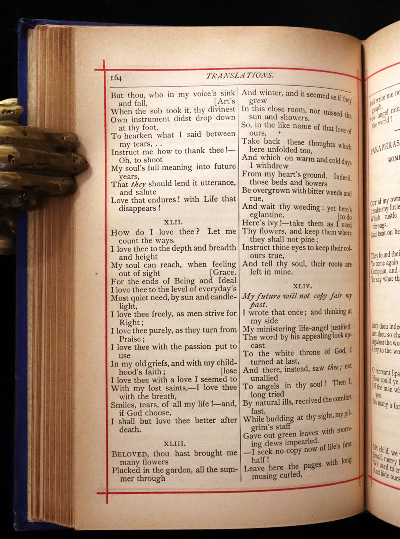 1883 Rare and beautiful Victorian Book - The Poetical Works of Elizabeth Barrett Browning.